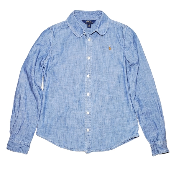 POLO Ralph Lauren Denim Chambray 100% Cotton Shirt Size 14 - Picture 9 of 9